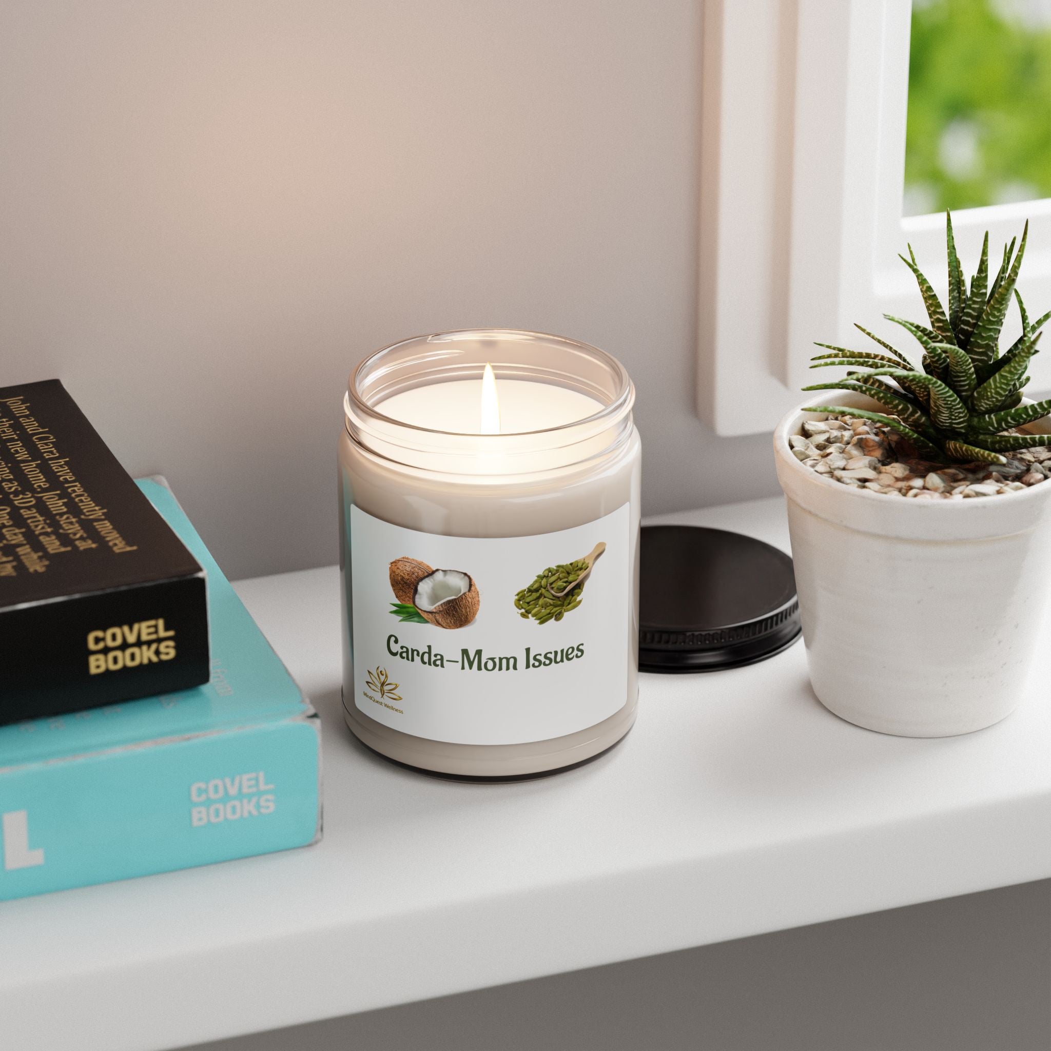Carda‑Mom Issues: 9oz Scented Soy Candle (Coconut & Cardamom)