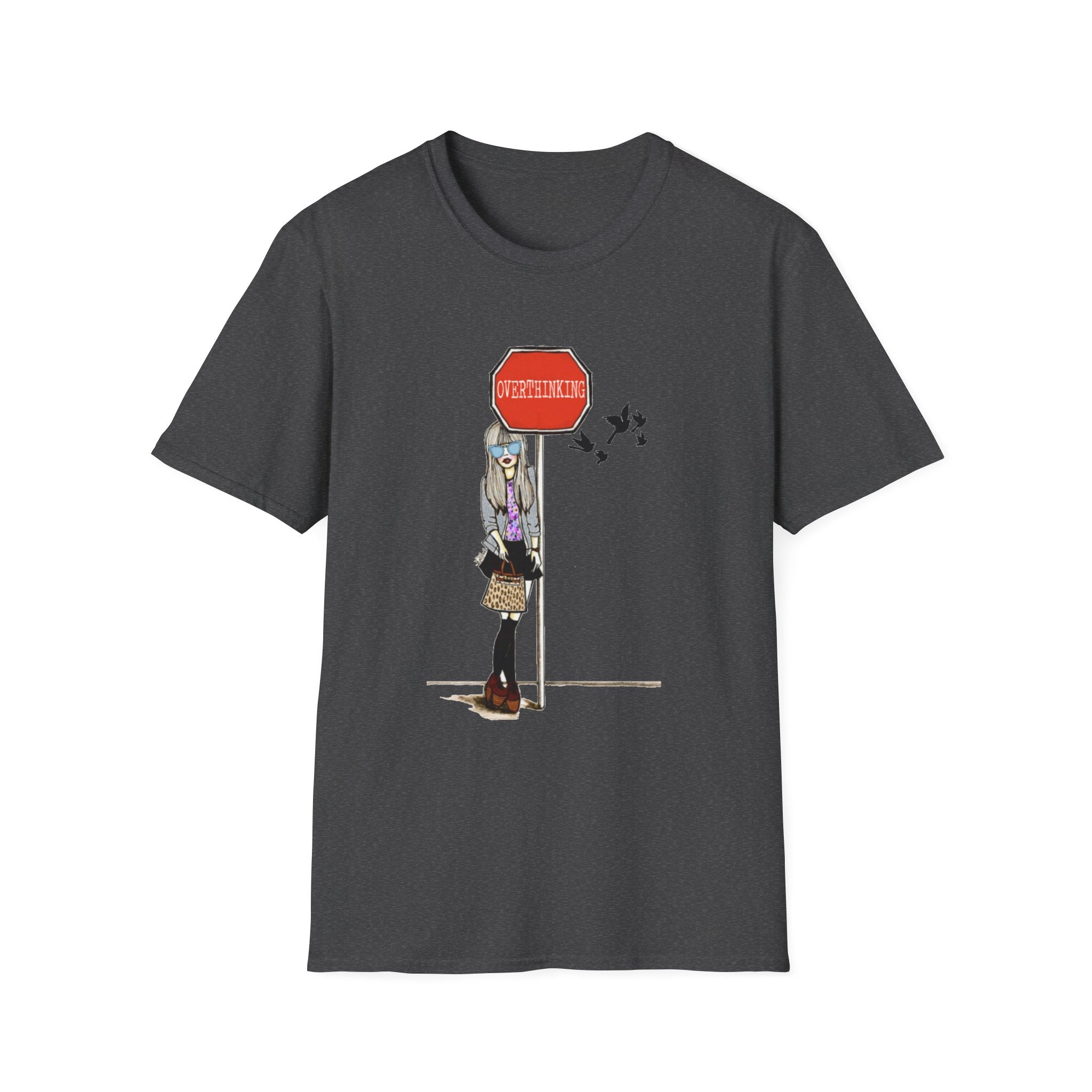 Overthinking Stop Sign T-Shirt — Graphic Tee for Anxious, Thoughtful Souls