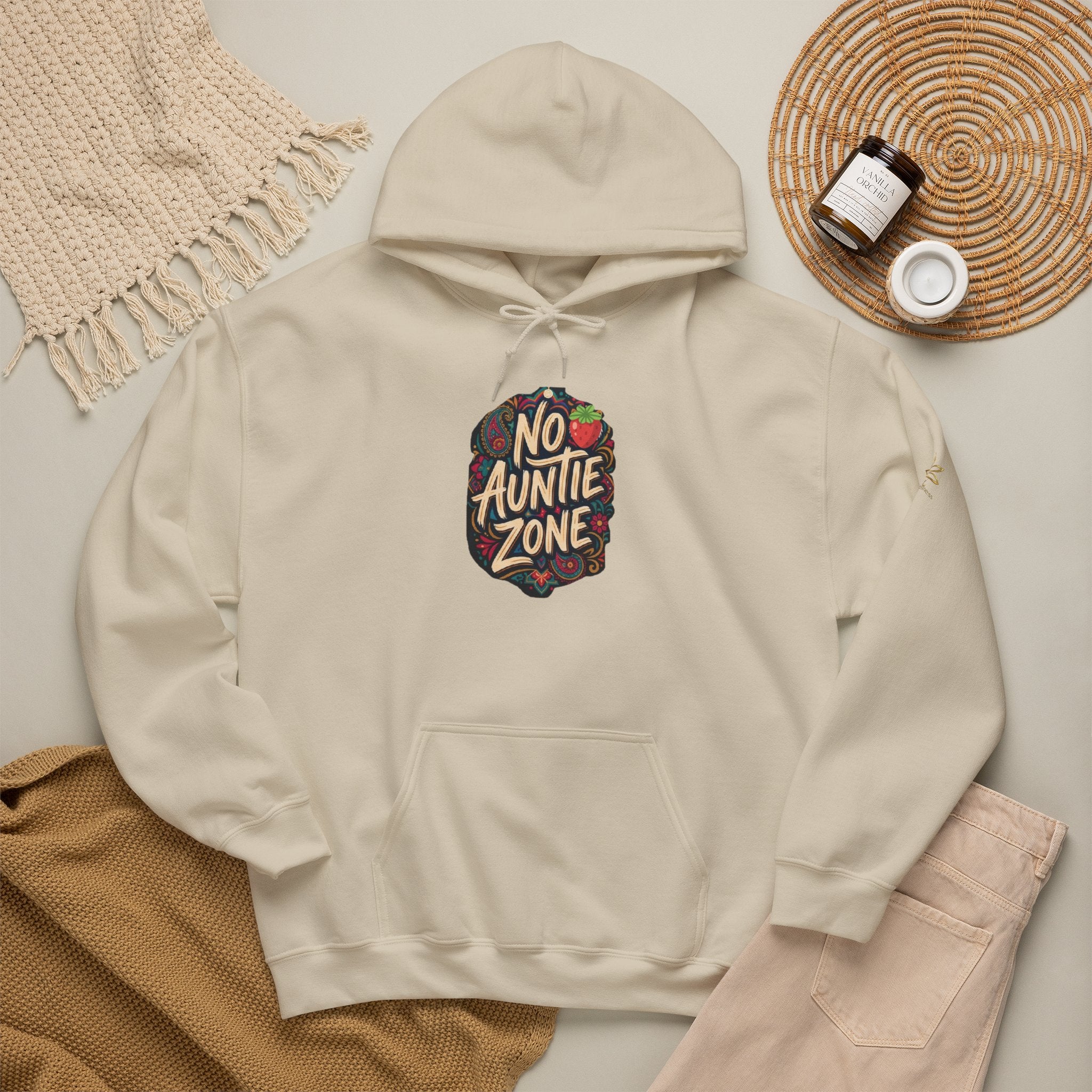No Auntie Zone Hoodie - Funny Retro Floral Graphic Sweatshirt