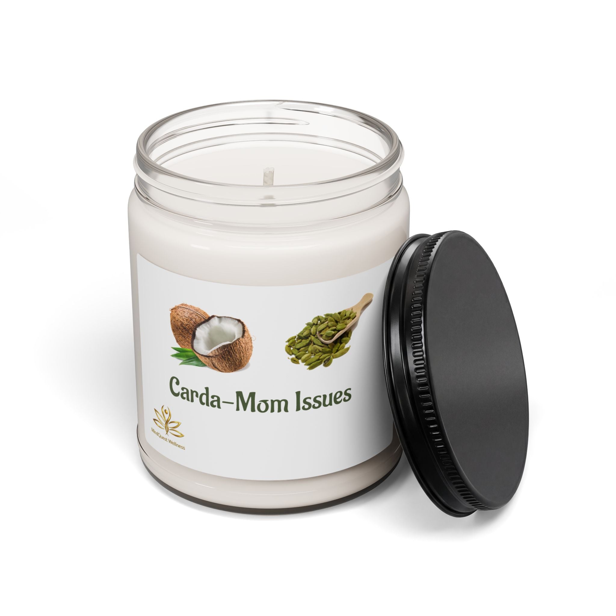 Carda‑Mom Issues: 9oz Scented Soy Candle (Coconut & Cardamom)