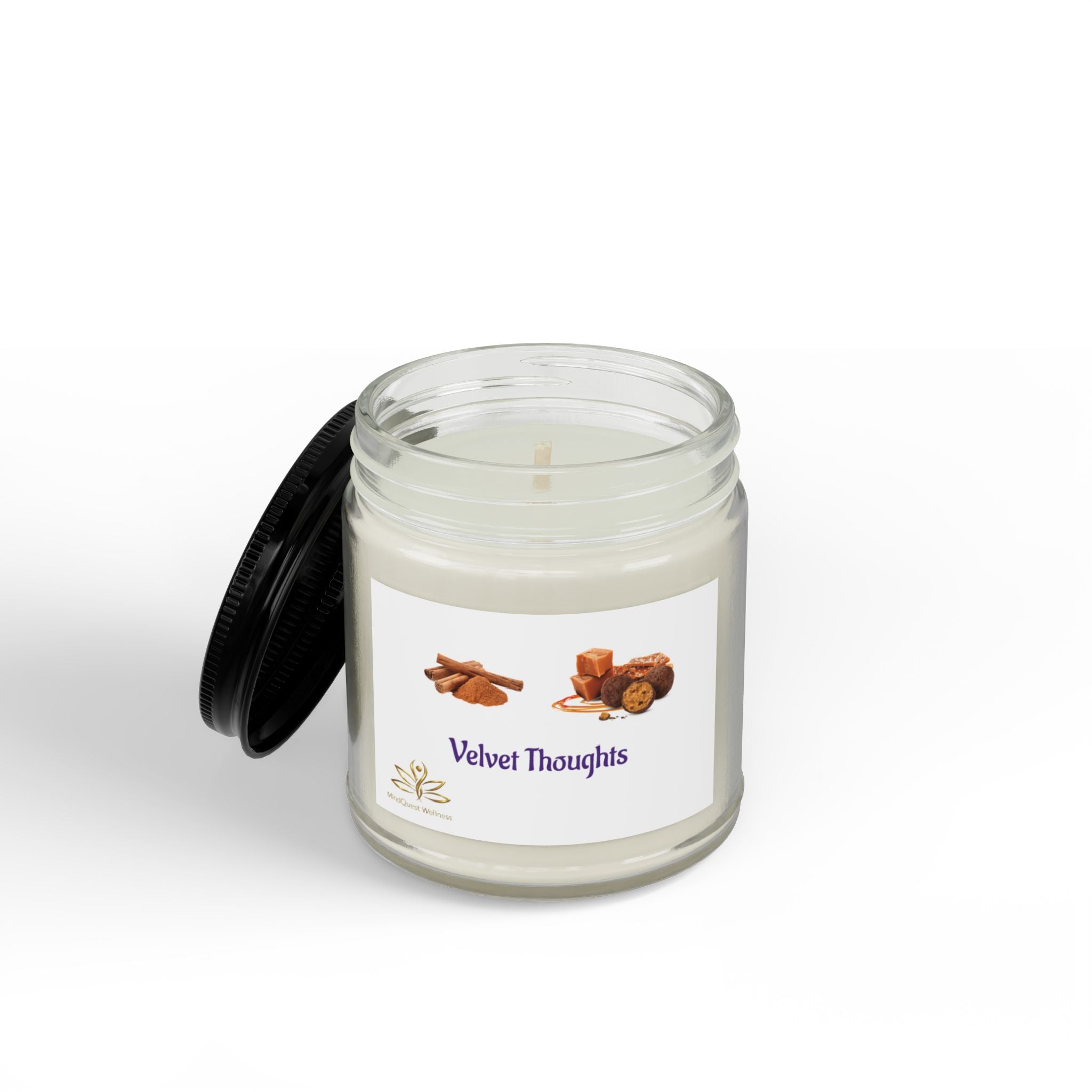 Velvet Thoughts Scented Soy Candle — Amber Jar with Black Lid (4oz & 9oz)