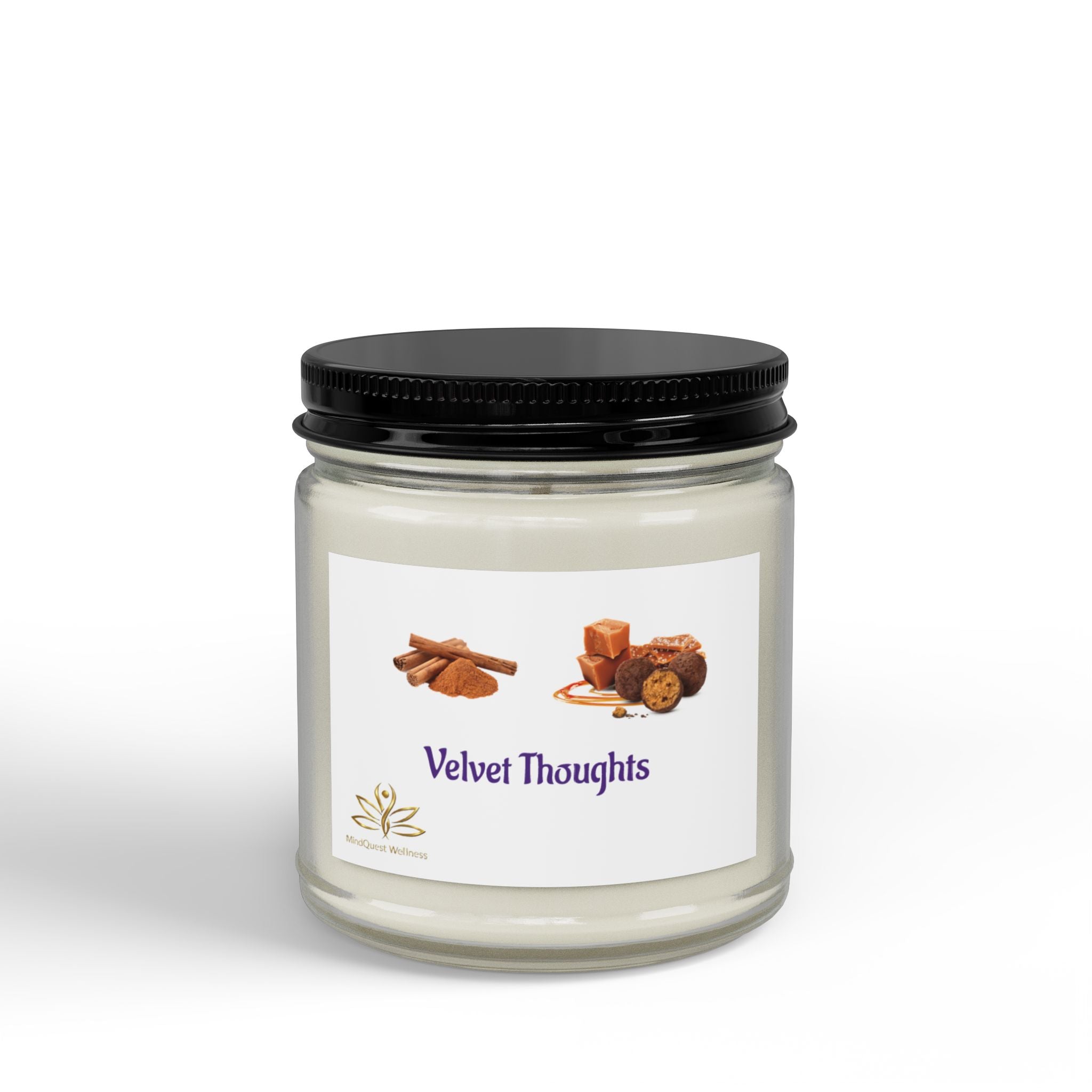 Velvet Thoughts Scented Soy Candle — Amber Jar with Black Lid (4oz & 9oz)