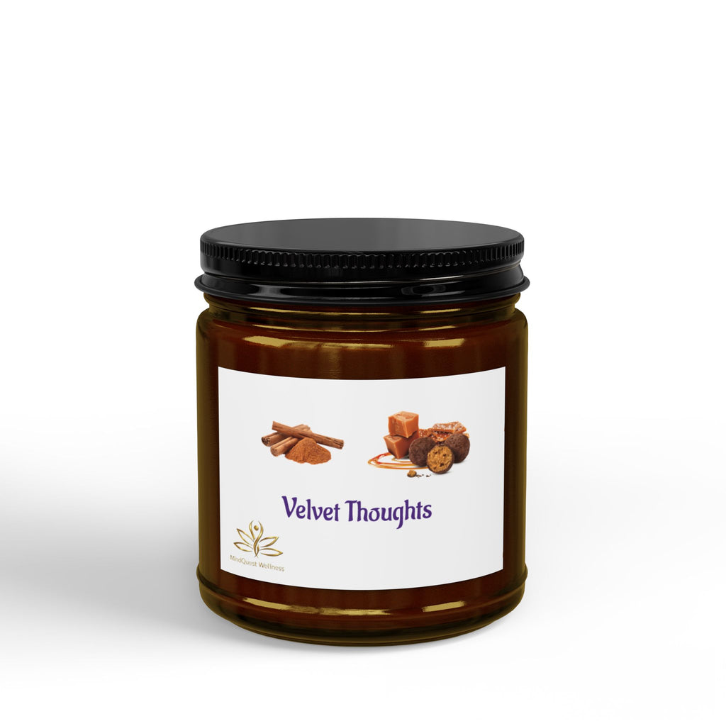 Velvet Thoughts Scented Soy Candle — Amber Jar with Black Lid (4oz & 9oz)