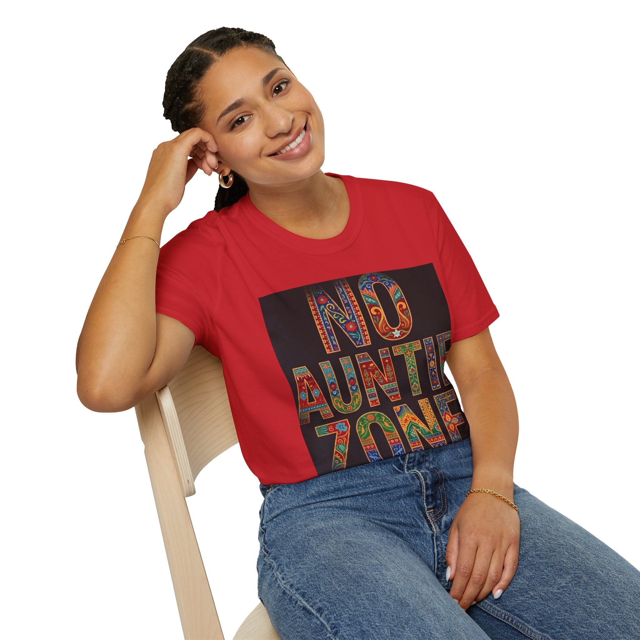No Auntie Zone T‑Shirt — Funny Bold Retro Floral Graphic Tee