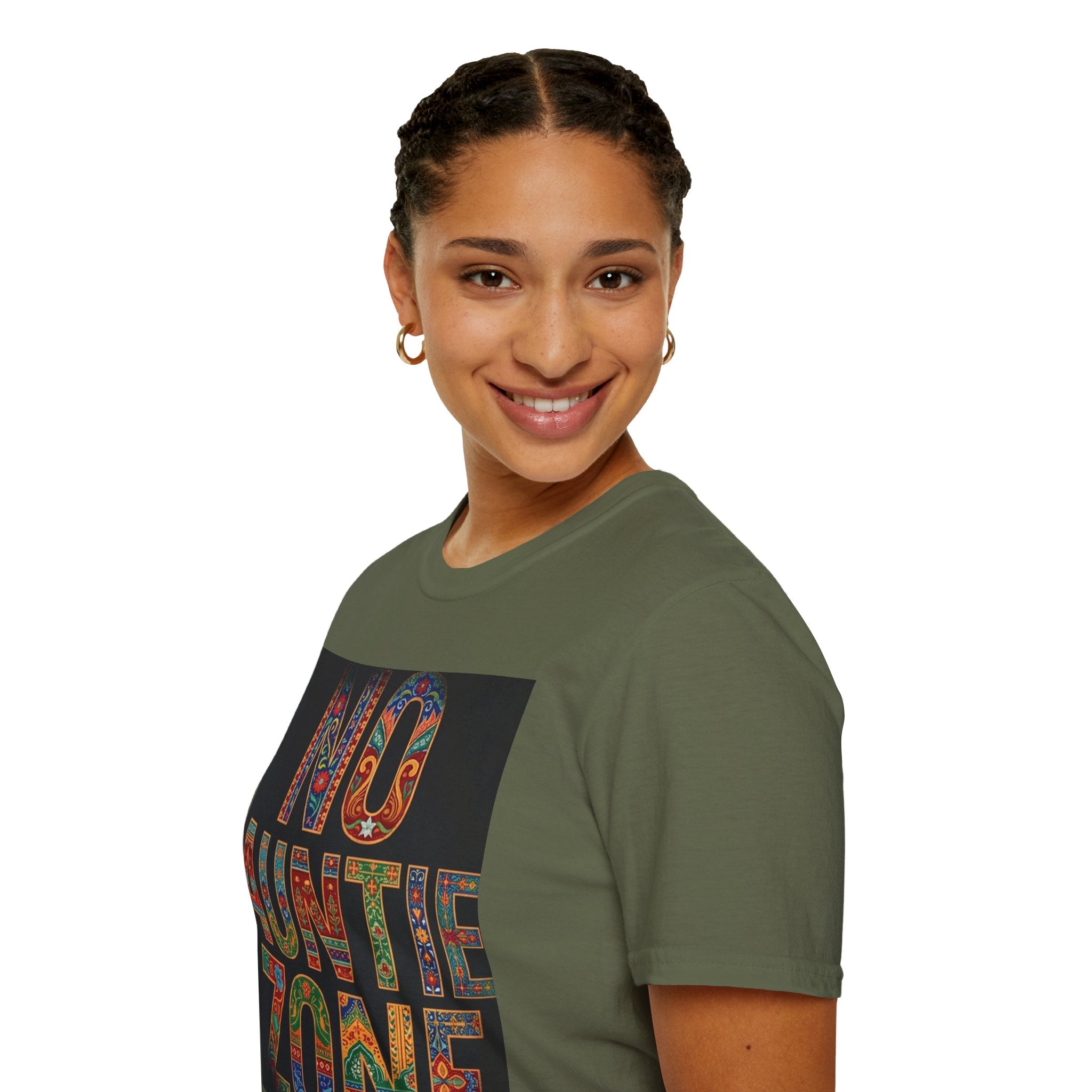 No Auntie Zone T‑Shirt — Funny Bold Retro Floral Graphic Tee