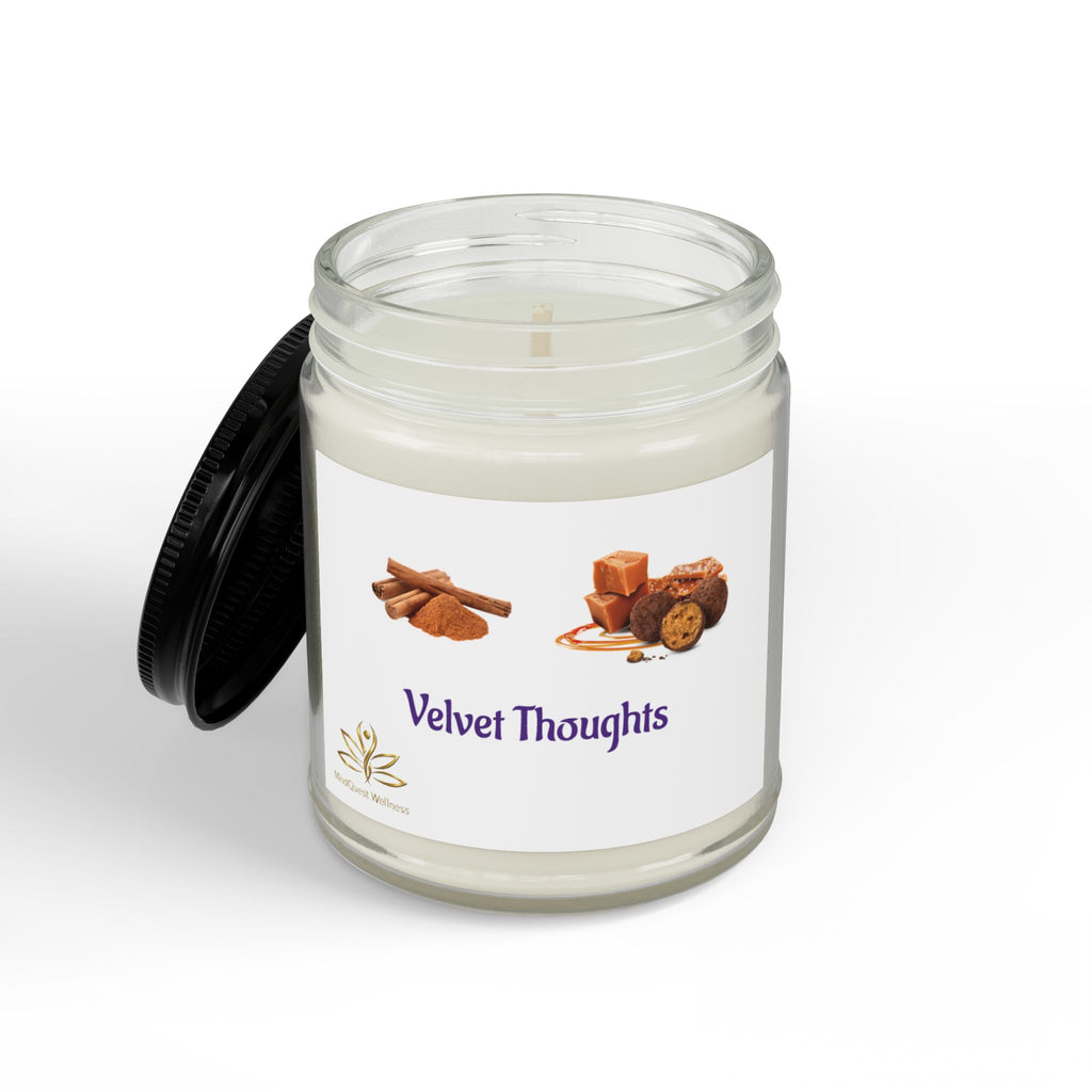 Velvet Thoughts Scented Soy Candle — Amber Jar with Black Lid (4oz & 9oz)