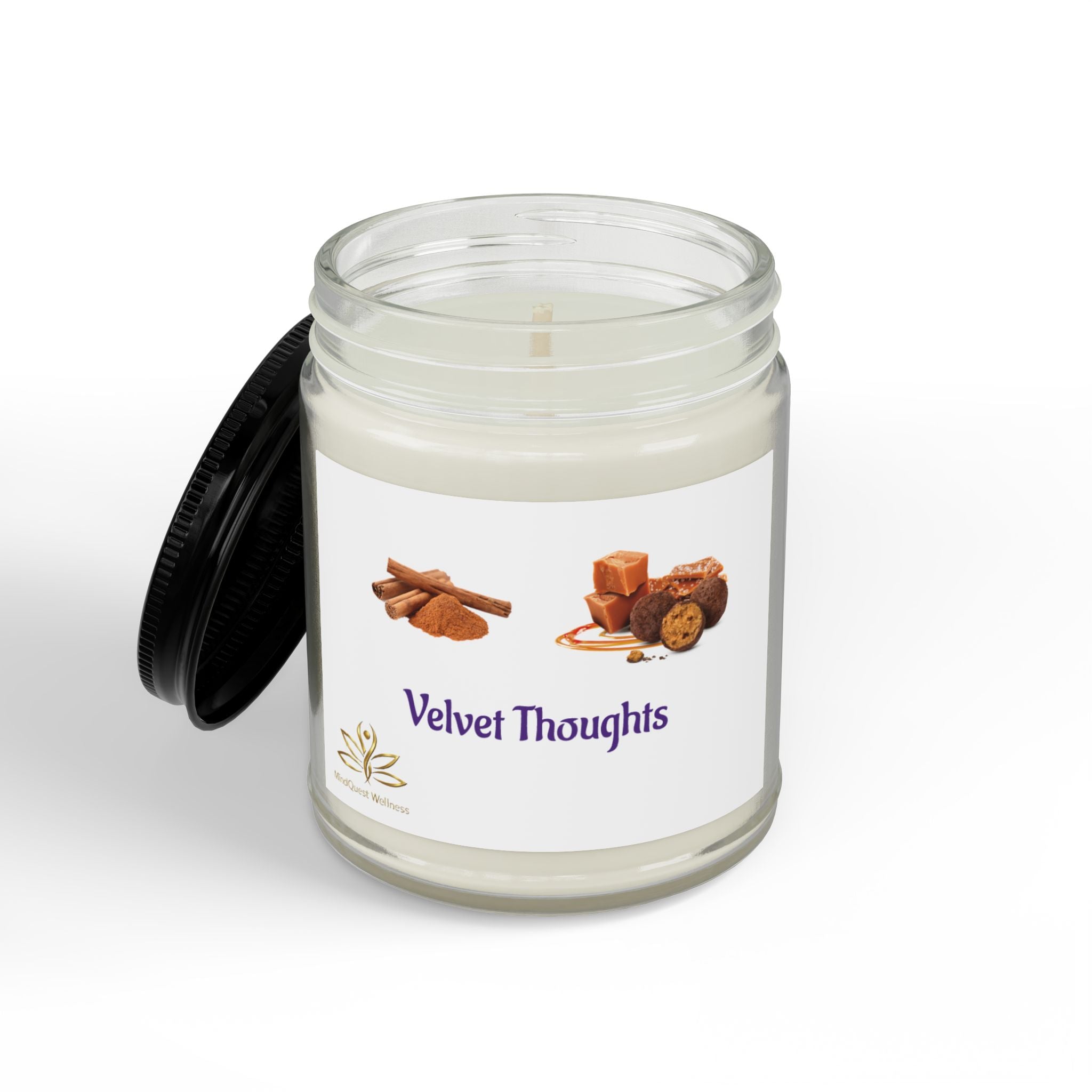Velvet Thoughts Scented Soy Candle — Amber Jar with Black Lid (4oz & 9oz)