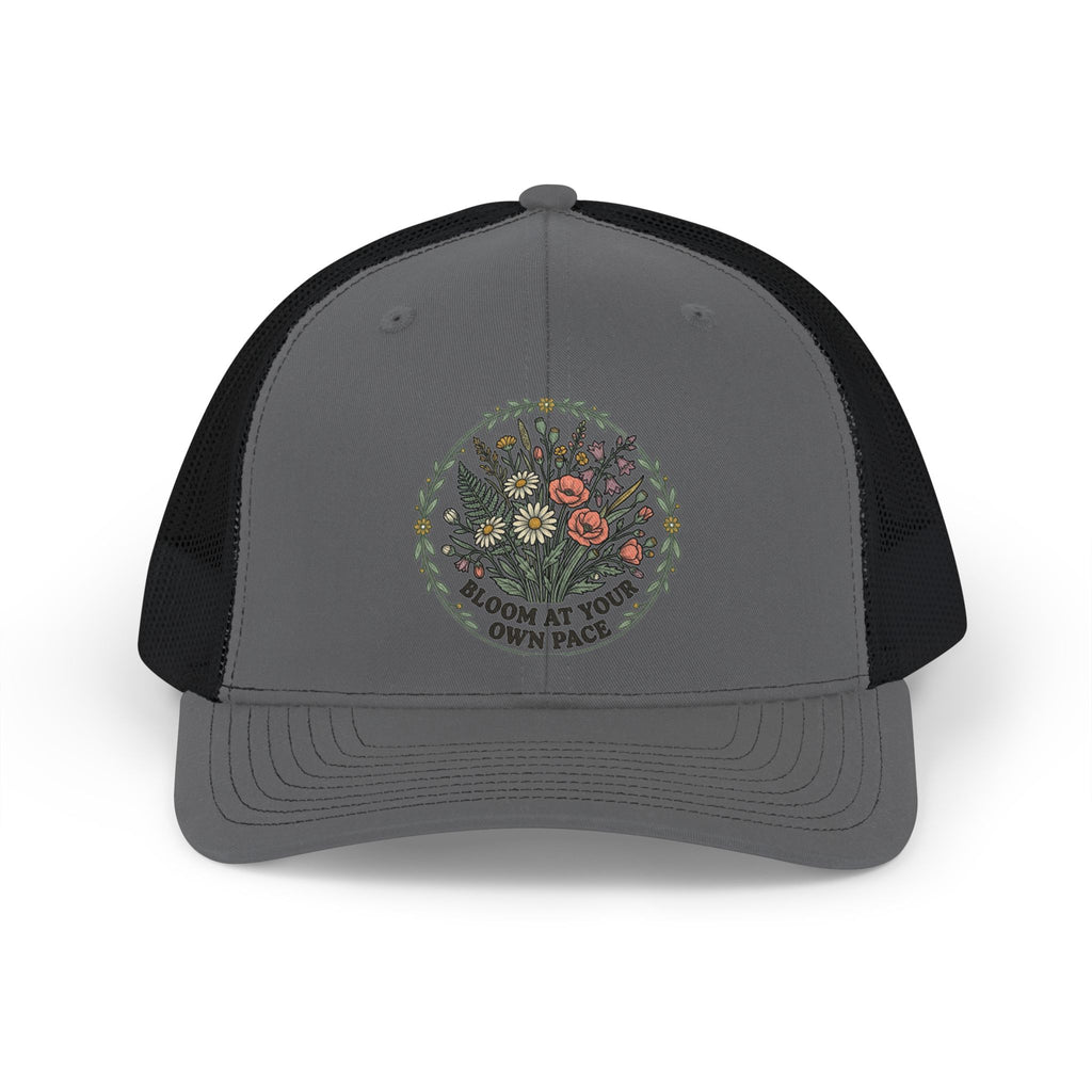 Floral Wreath Snapback Trucker Cap — "Bloom At Your Own Pace"