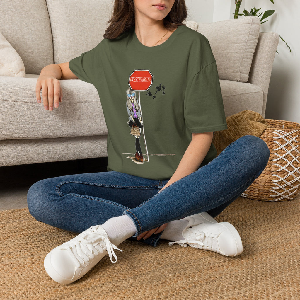 Overthinking Stop Sign T-Shirt — Graphic Tee for Anxious, Thoughtful Souls
