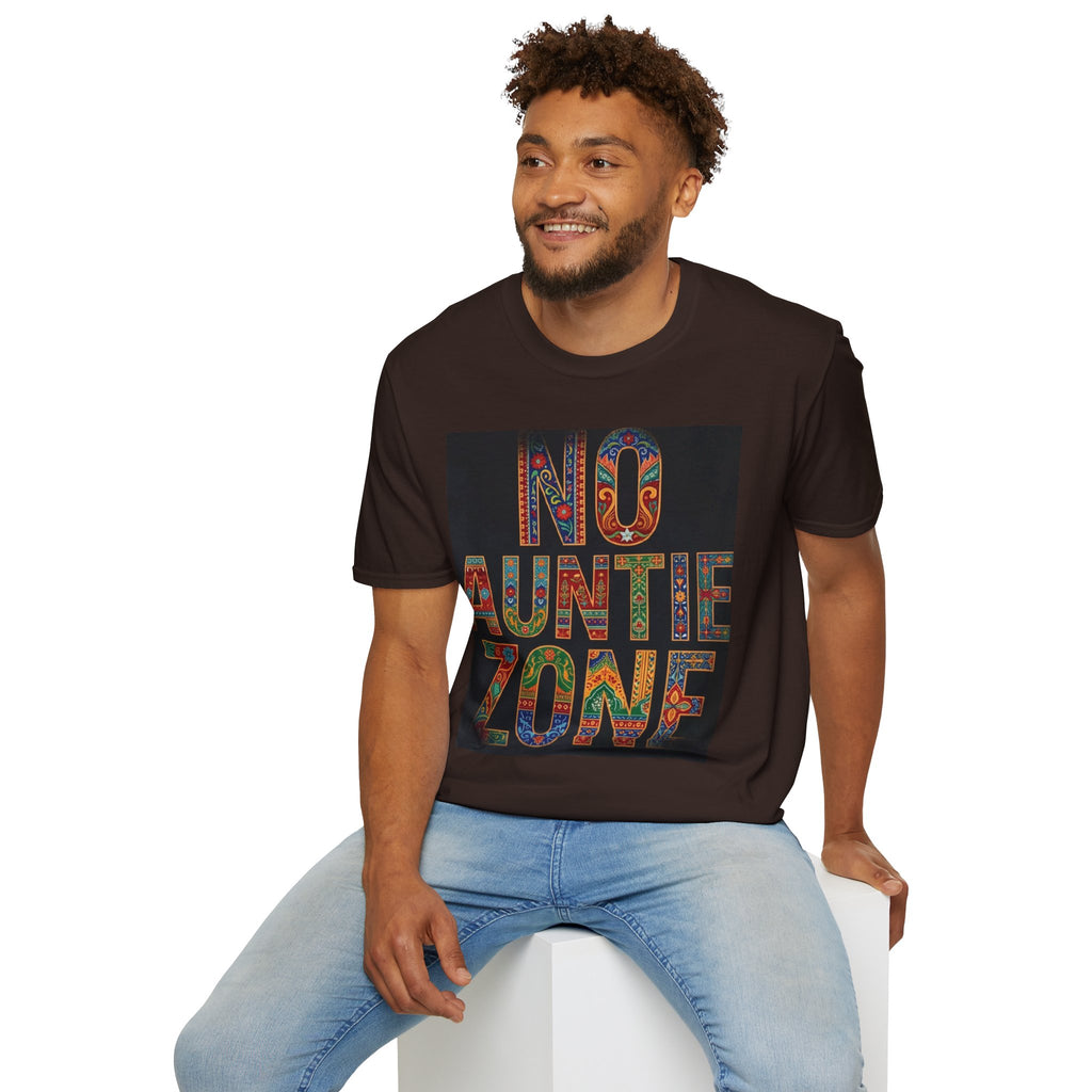 No Auntie Zone T‑Shirt — Funny Bold Retro Floral Graphic Tee