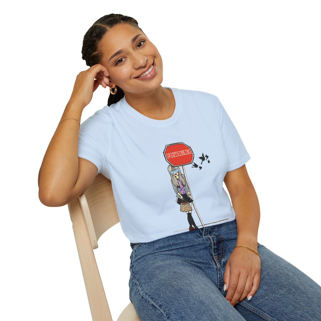 Overthinking Stop Sign T-Shirt — Graphic Tee for Anxious, Thoughtful Souls
