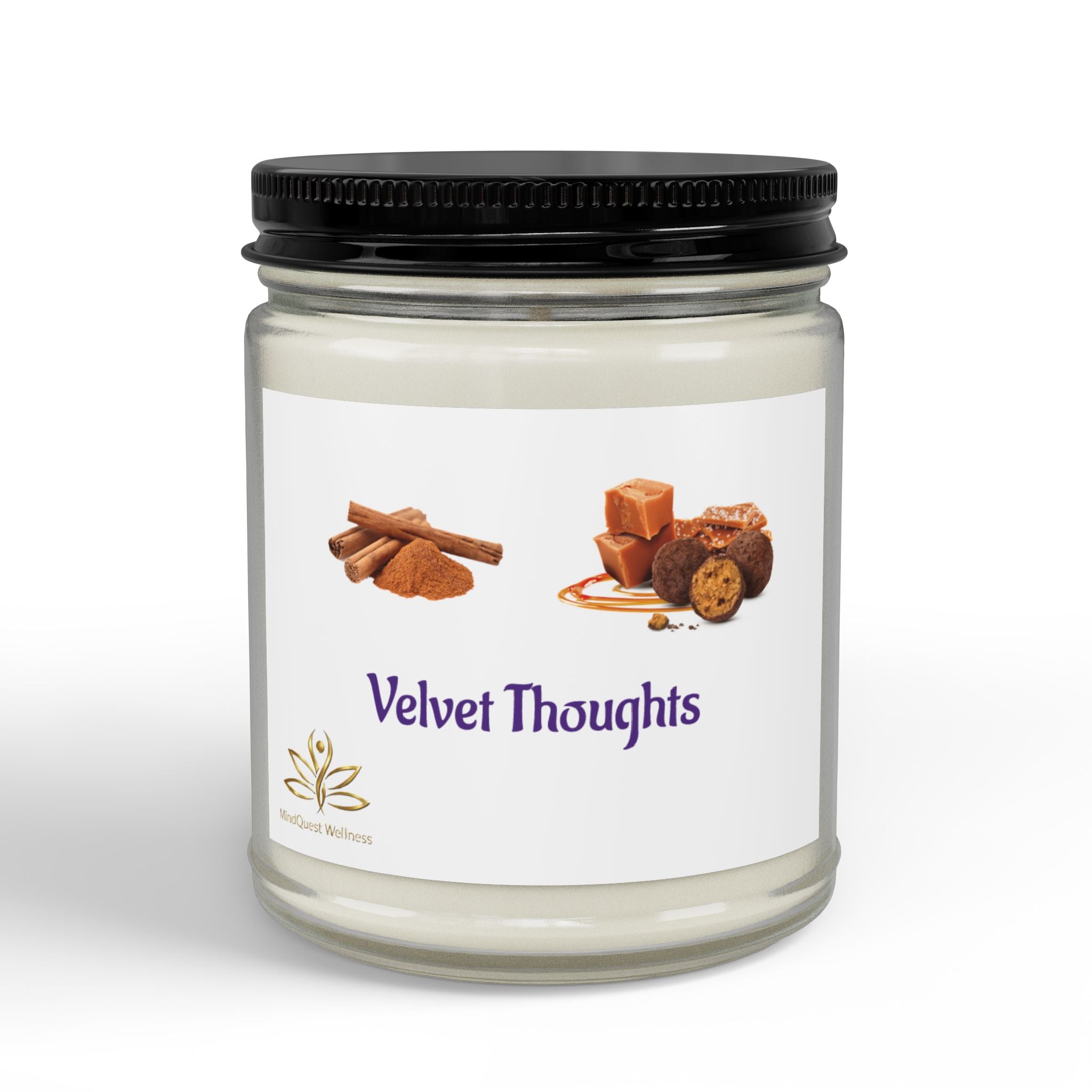 Velvet Thoughts Scented Soy Candle — Amber Jar with Black Lid (4oz & 9oz)