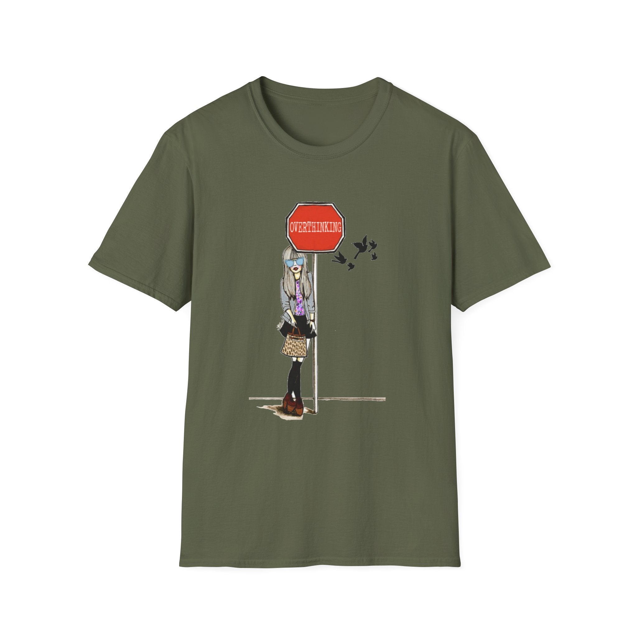 Overthinking Stop Sign T-Shirt — Graphic Tee for Anxious, Thoughtful Souls