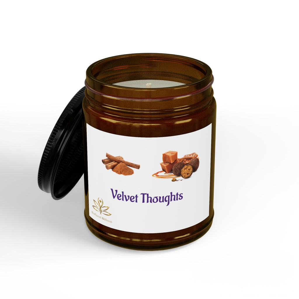 Velvet Thoughts Scented Soy Candle — Amber Jar with Black Lid (4oz & 9oz)